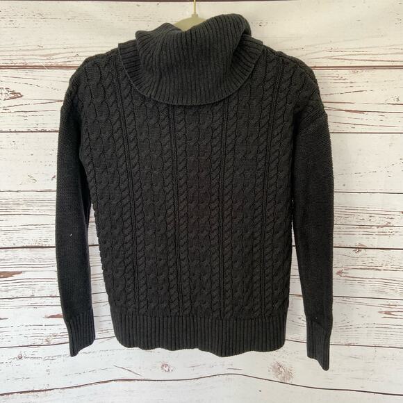 Vintage American Eagle XS Grey Chunky Cable Knit Cowl Turtleneck Sweater - Picture 4 of 6